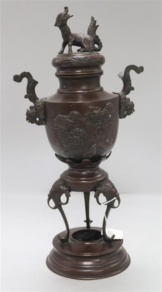 A Japanese bronze vase and cover